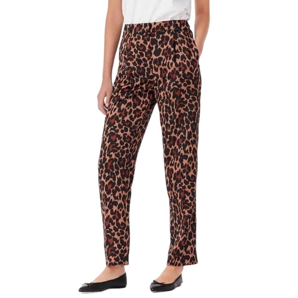 J.Crew Leopard Print Pants Size 4 High Rise Elastic Waist